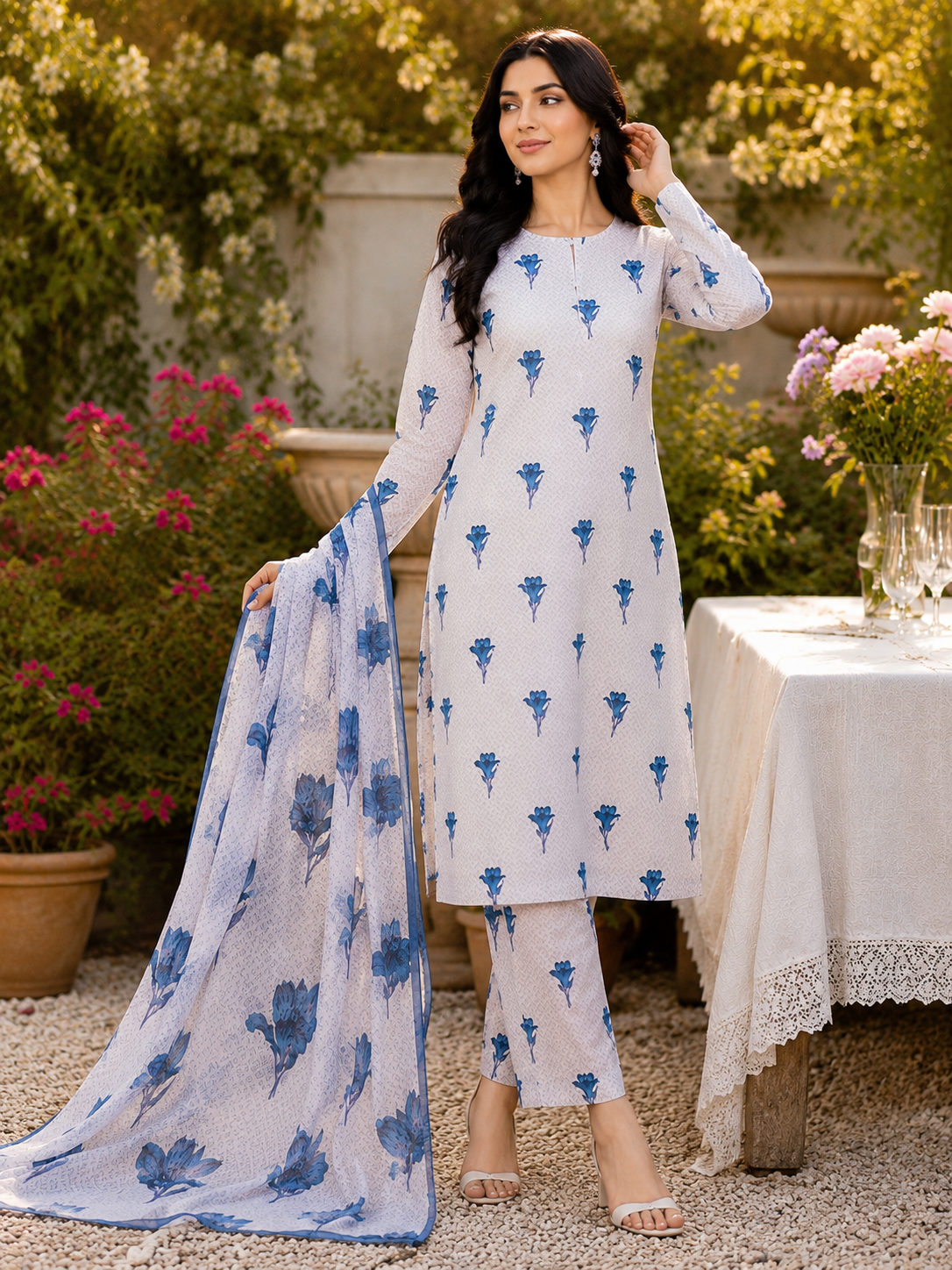 Pariza Premium Printed Lawn Suit – Pink Blossom | 3 Piece Unstitched (PL-027)