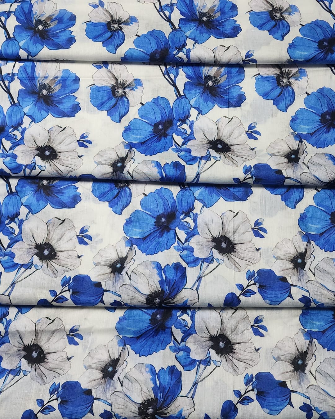 Blue and White Floral Pariza Premium Printed 3PC Lawn Suit