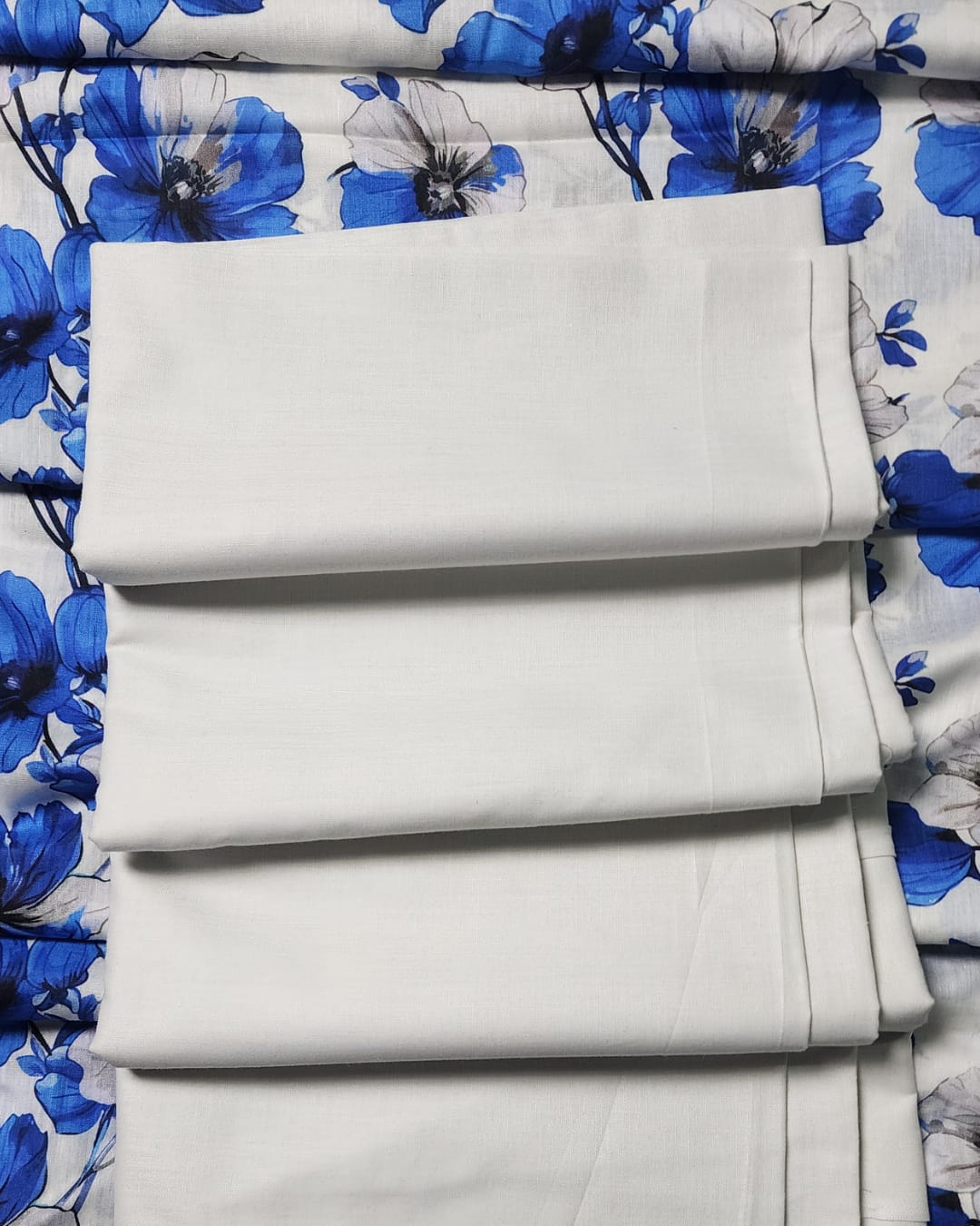 Blue and White Floral Pariza Premium Printed 3PC Lawn Suit
