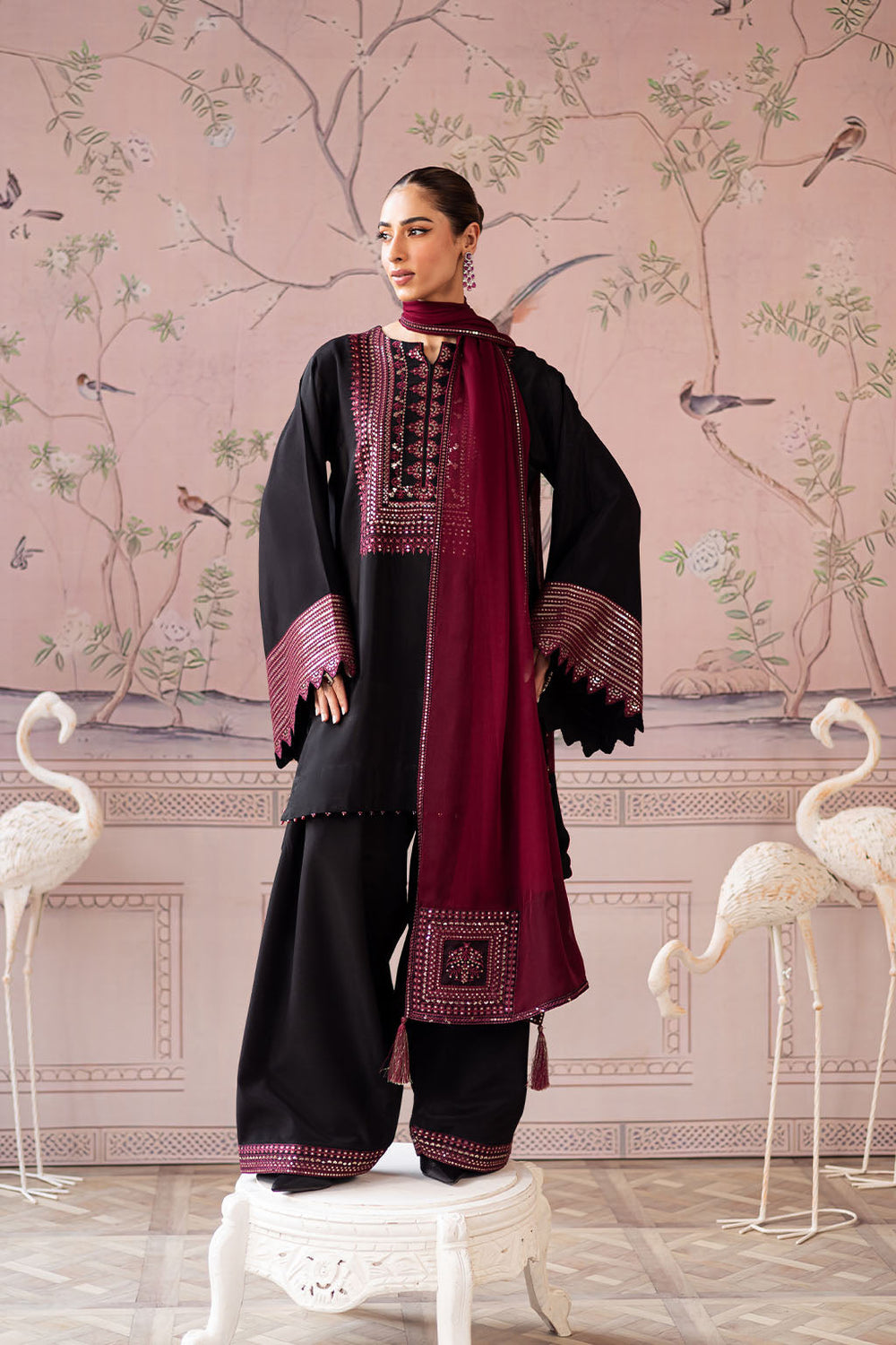 Pariza New Black and red Embroidery Article ( PL- 32)