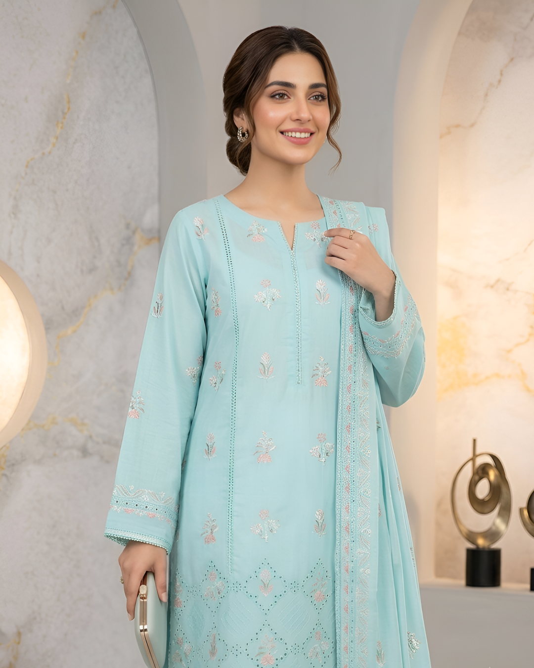 Pariza Premium Embroidery Lawn Suit 2Pc