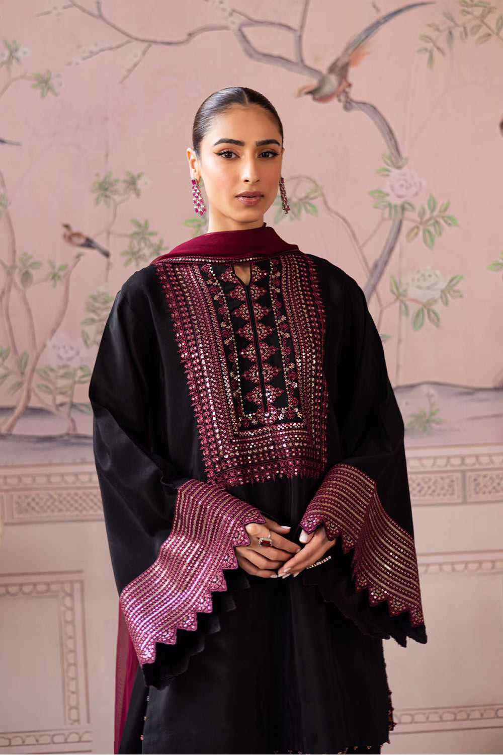 Pariza New Black and red Embroidery Article ( PL- 32)
